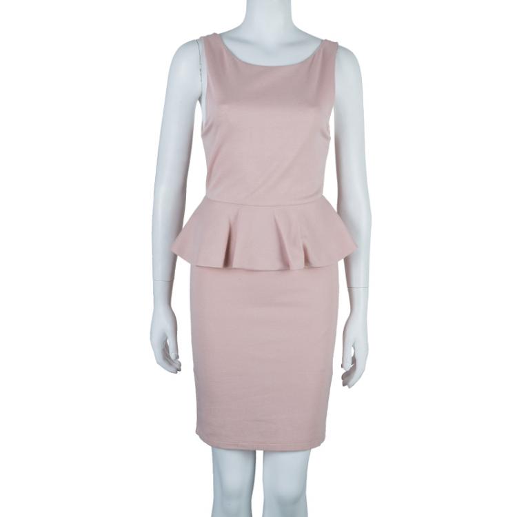 Pre Owned Alice + Olivia Tracey Nude Sleeveless Peplum Dress S