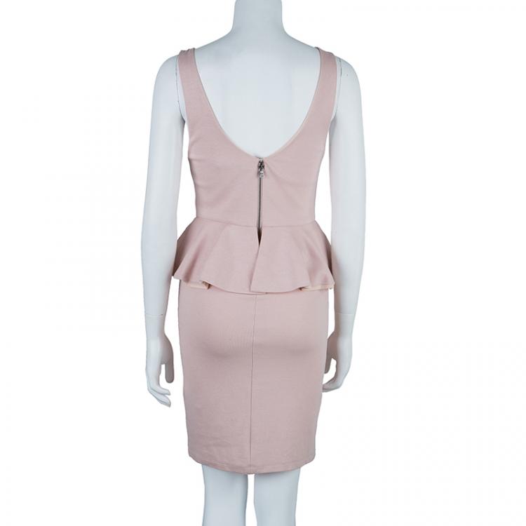 Pre Owned Alice + Olivia Tracey Nude Sleeveless Peplum Dress S