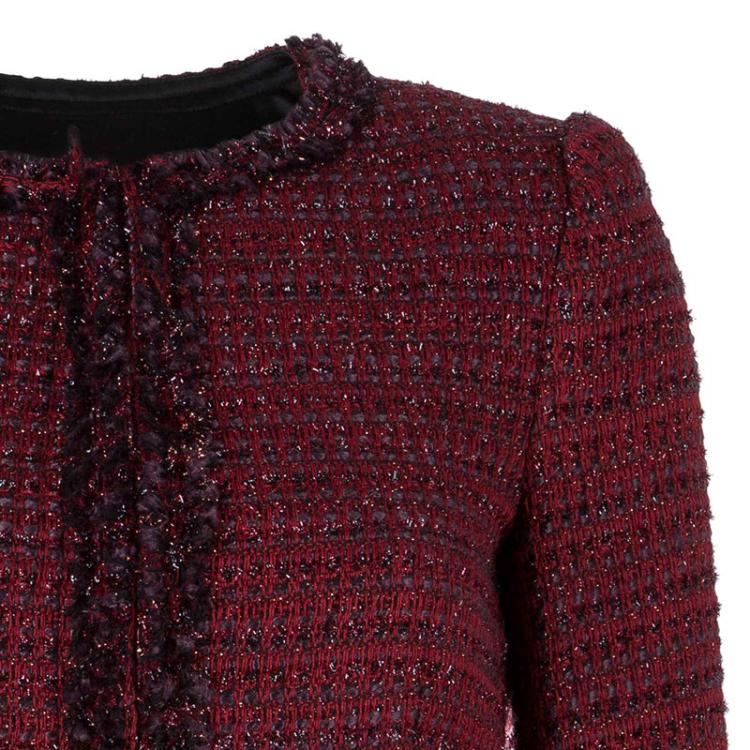Pre Owned Alice + Olivia Red Tweed Blazer XS