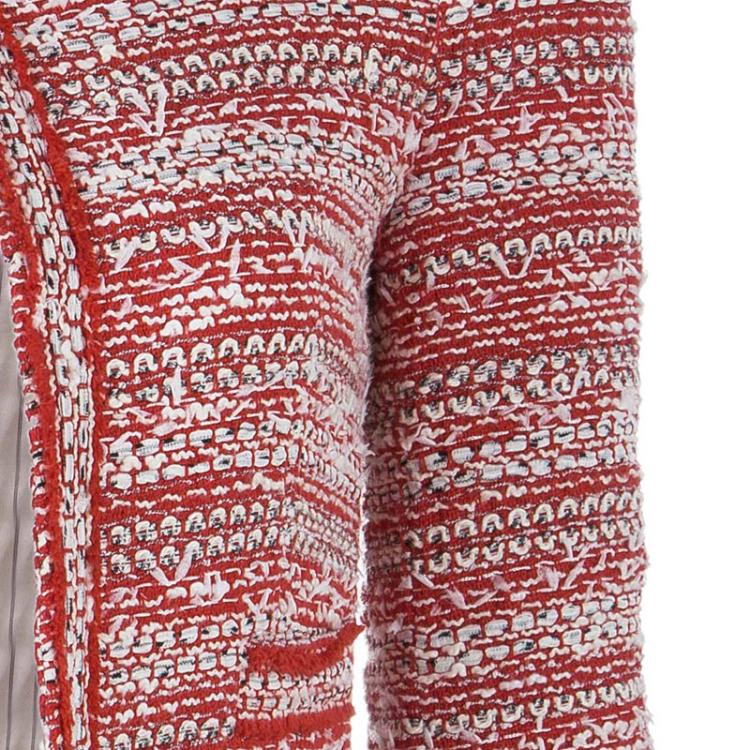 Pre Owned Alice + Olivia Red White Tweed Blazer XS