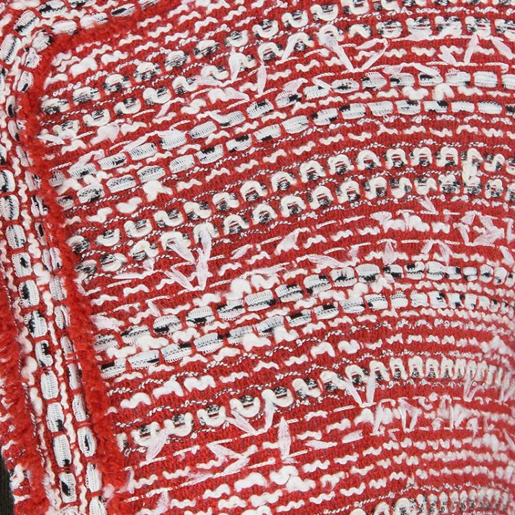 Pre Owned Alice + Olivia Red White Tweed Blazer XS