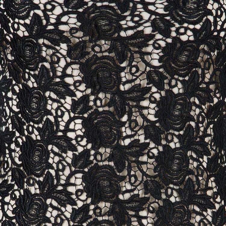 Pre Owned Alice + Olivia Black Clover Lace Open-Back Dress M