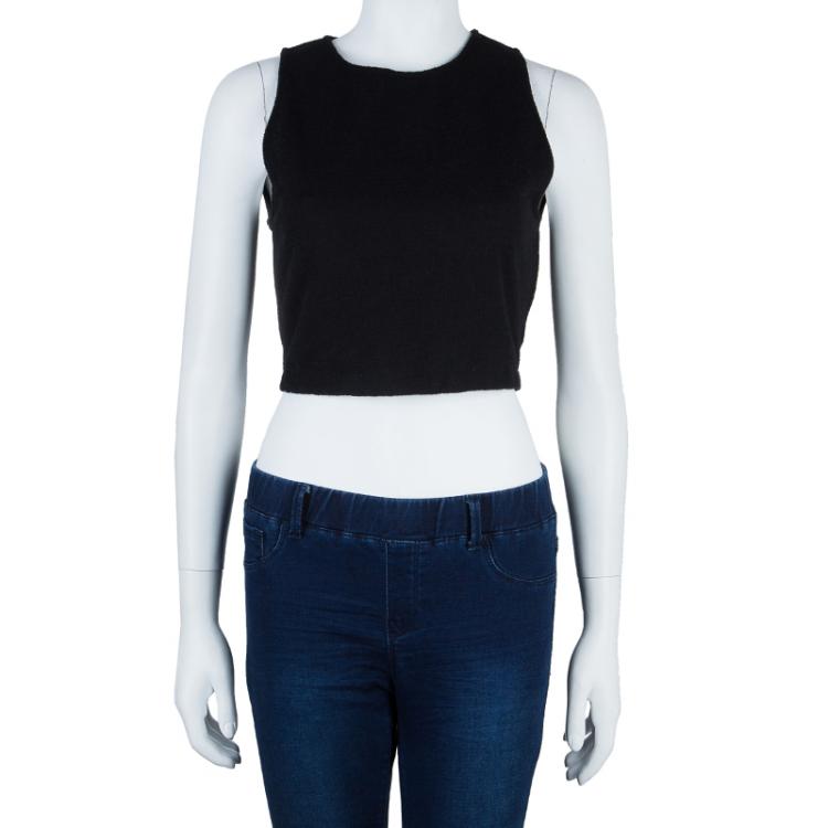 Pre Owned Alice+Olivia Pire Black Crop Top S