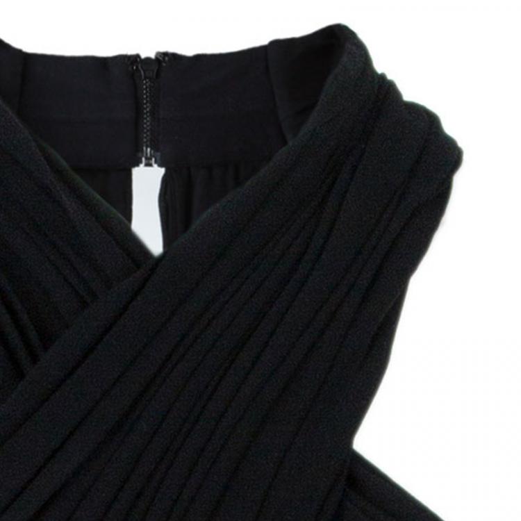 Pre Owned Alice + Olivia Martine Black Halter Neck Pleated Dress M