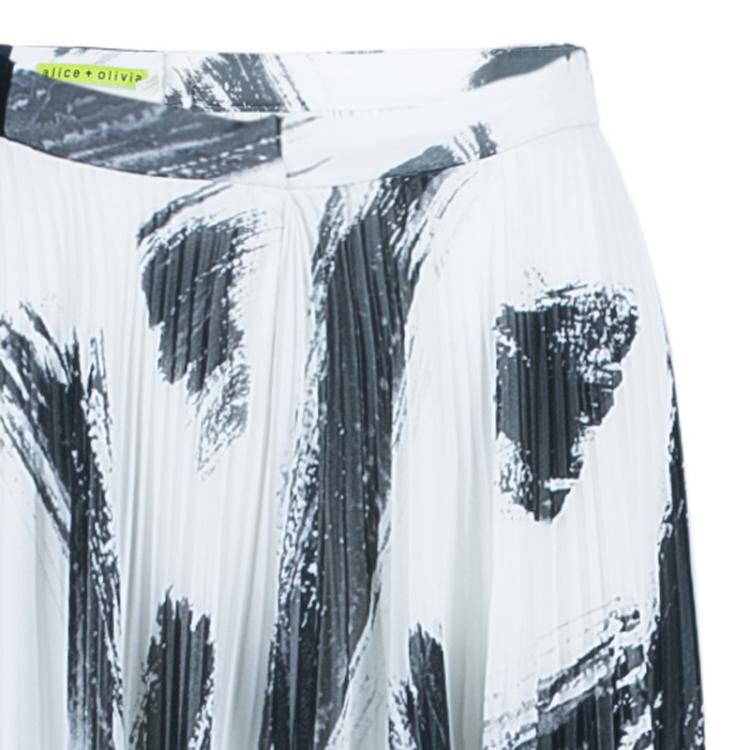 Pre Owned Alice + Olivia Shannon Monochrome Brush Stroke Maxi Skirt M