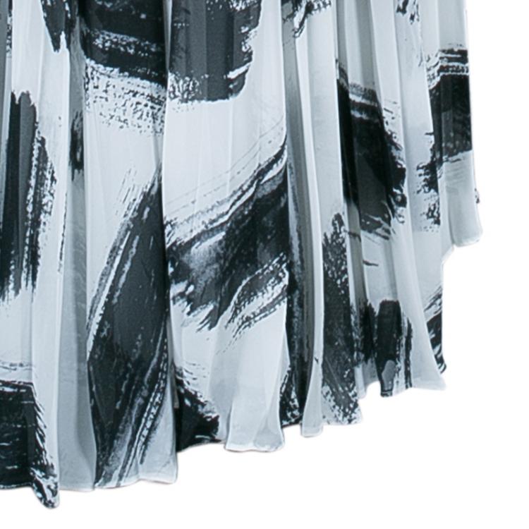 Pre Owned Alice + Olivia Shannon Monochrome Brush Stroke Maxi Skirt M