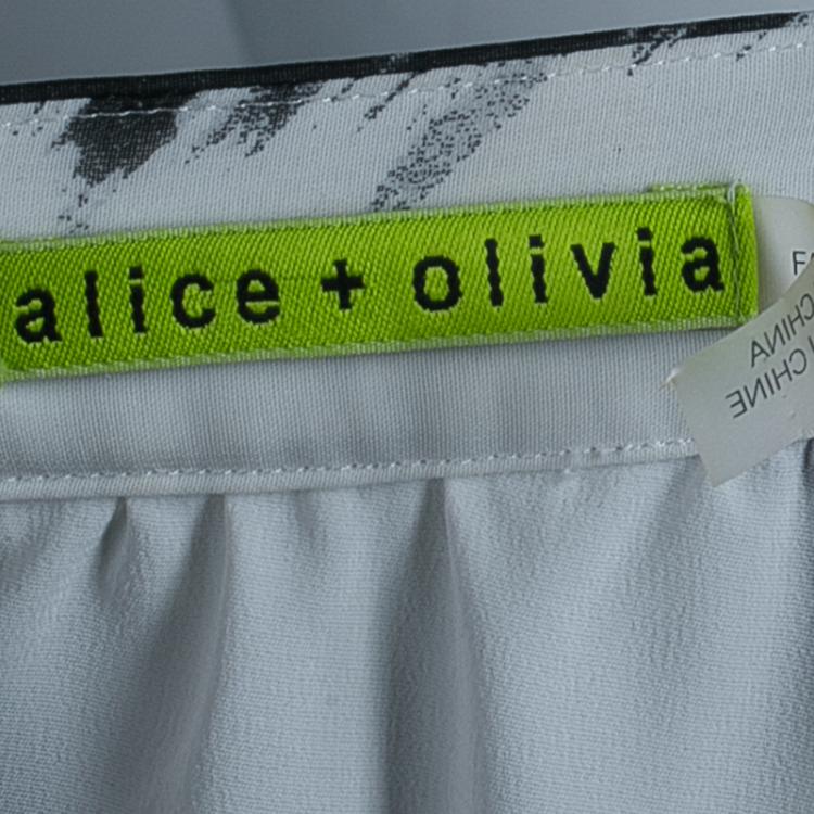 Pre Owned Alice + Olivia Shannon Monochrome Brush Stroke Maxi Skirt M