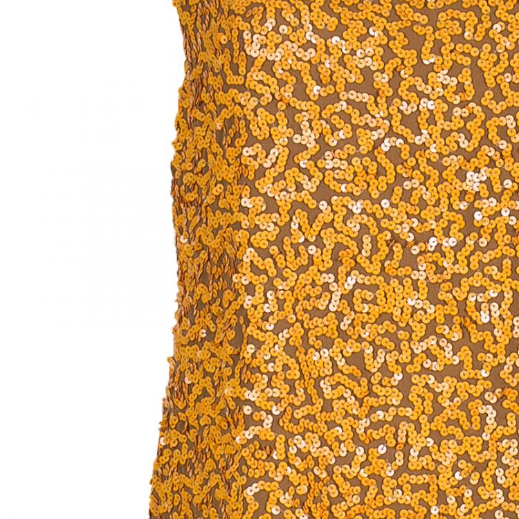Pre Owned Alice + Olivia Sarita Orange Sequins Top L