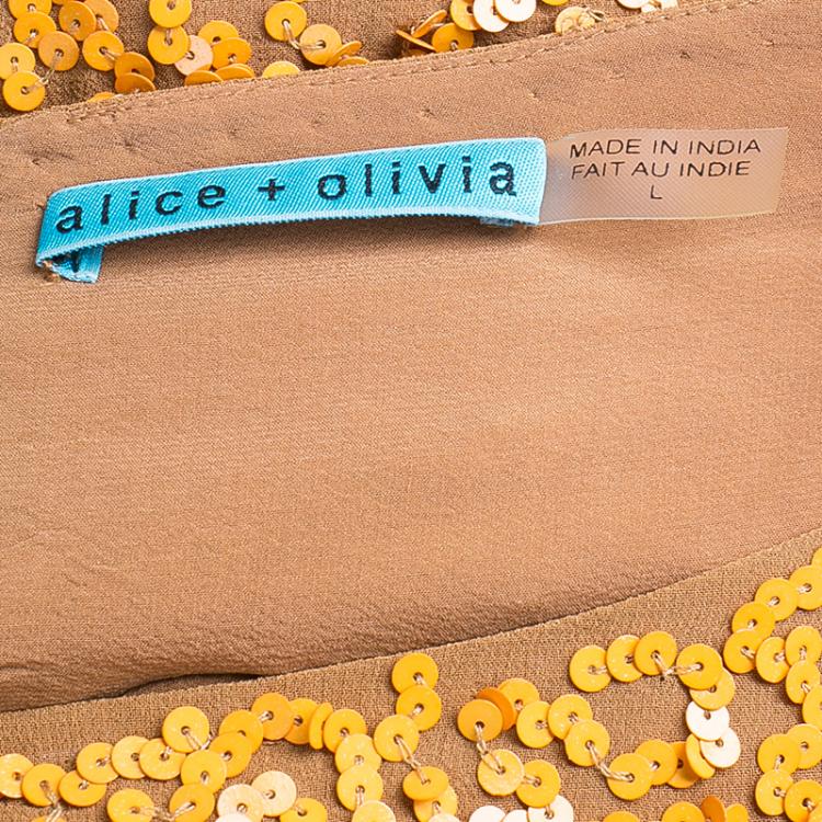Pre Owned Alice + Olivia Sarita Orange Sequins Top L