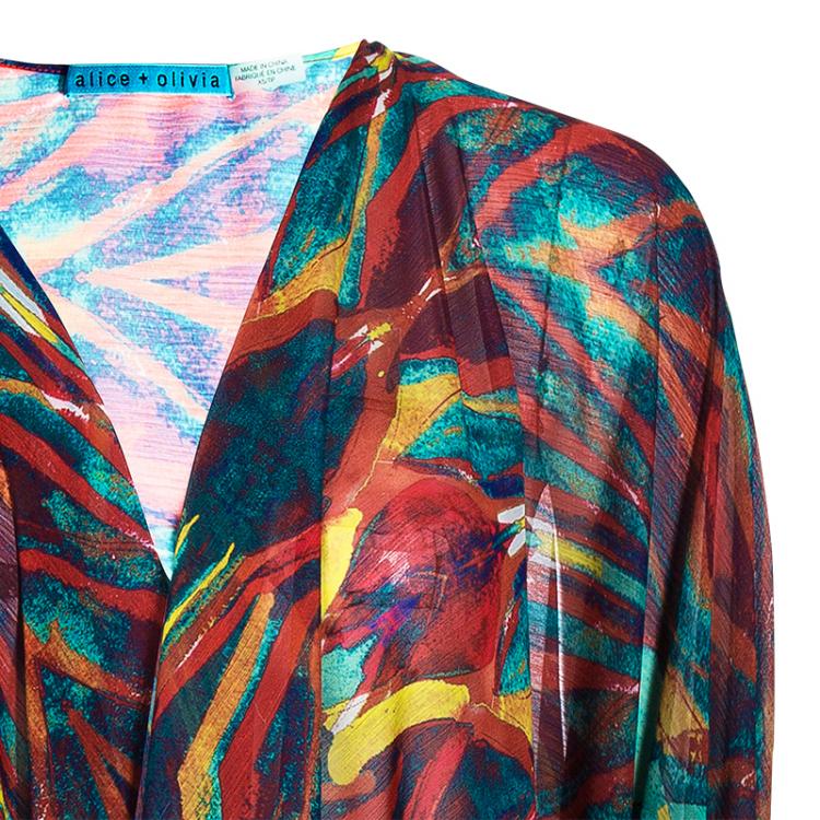 Pre Owned Alice + Olivia Multicolor Print Cardigan XS