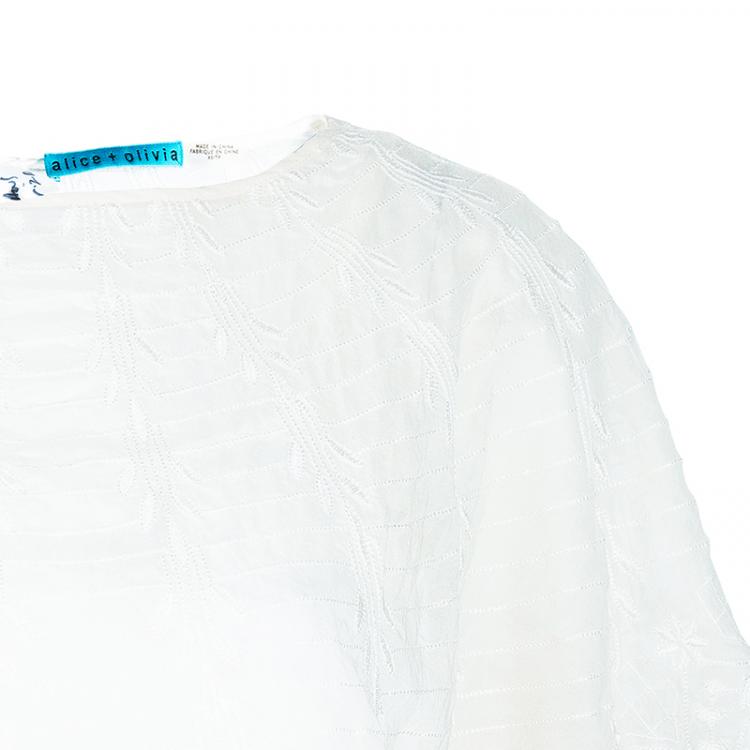 Pre Owned Alice + Olivia Jenna White Embroidered Top XS