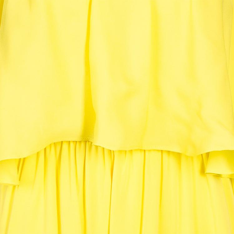 Pre Owned Alice + Olivia Shari Yellow Off-shoulder Dress XS