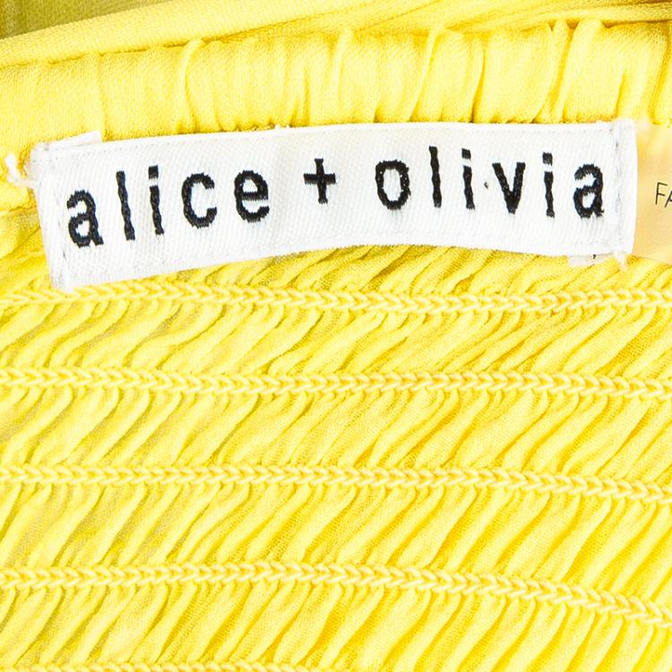 Pre Owned Alice + Olivia Shari Yellow Off-shoulder Dress XS