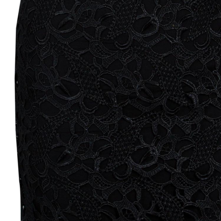 Pre Owned Alice + Olivia Clover Black Lace Cap Sleeve Dress XS