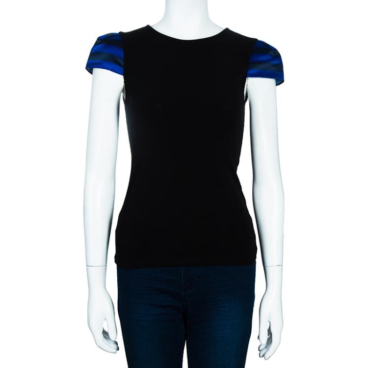 Pre Owned Alice + Olivia Black Cap Sleeve Top XS