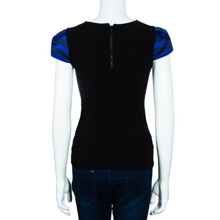 Pre Owned Alice + Olivia Black Cap Sleeve Top XS