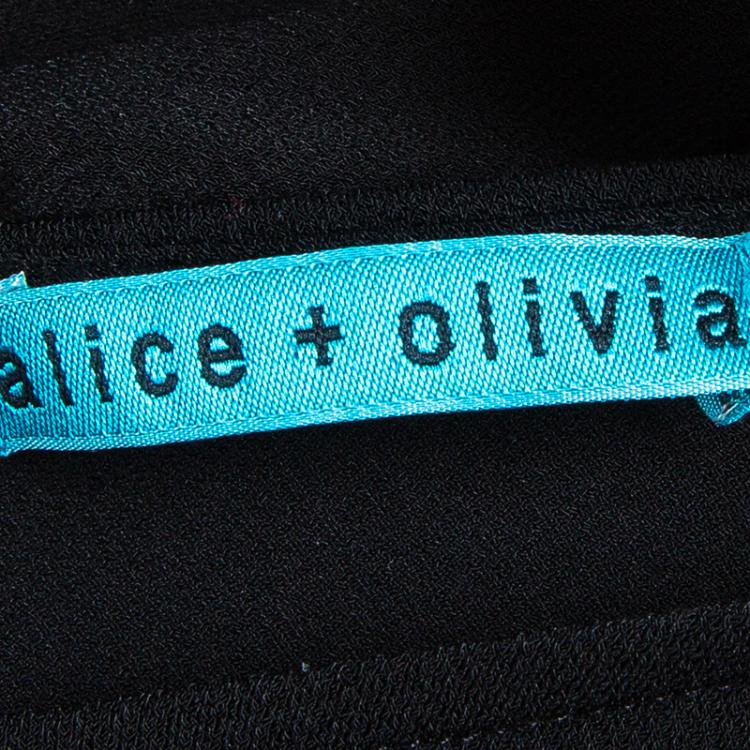 Pre Owned Alice + Olivia Black Cap Sleeve Top XS