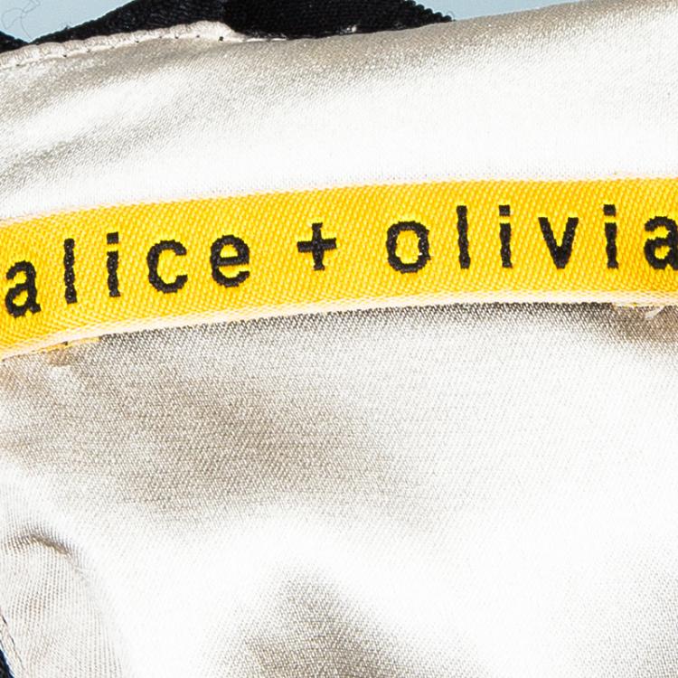 Pre Owned Alice + Olivia Beige and Black Lace Dress M