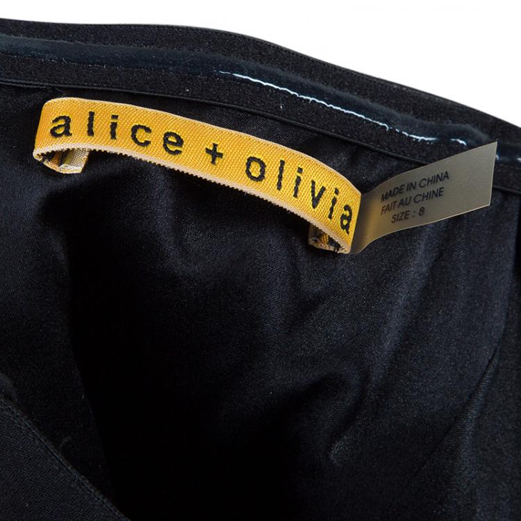 مملوكة مسبقًا Alice + Olivia Roxanna Black Leather Bustier Gathered Dress M