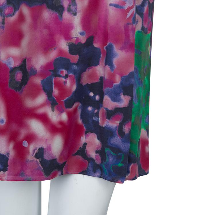 مملوكة مسبقًا Alice + Olivia Multicolor Print Ruffle Detail Sleeveless Dress XS