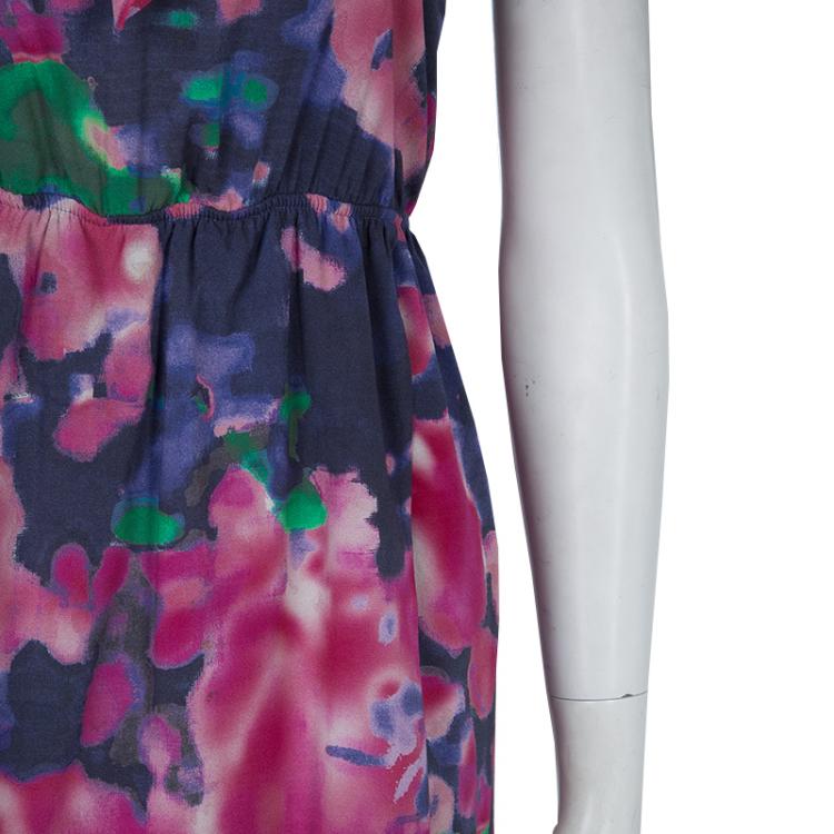 مملوكة مسبقًا Alice + Olivia Multicolor Print Ruffle Detail Sleeveless Dress XS