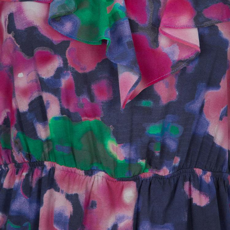 مملوكة مسبقًا Alice + Olivia Multicolor Print Ruffle Detail Sleeveless Dress XS
