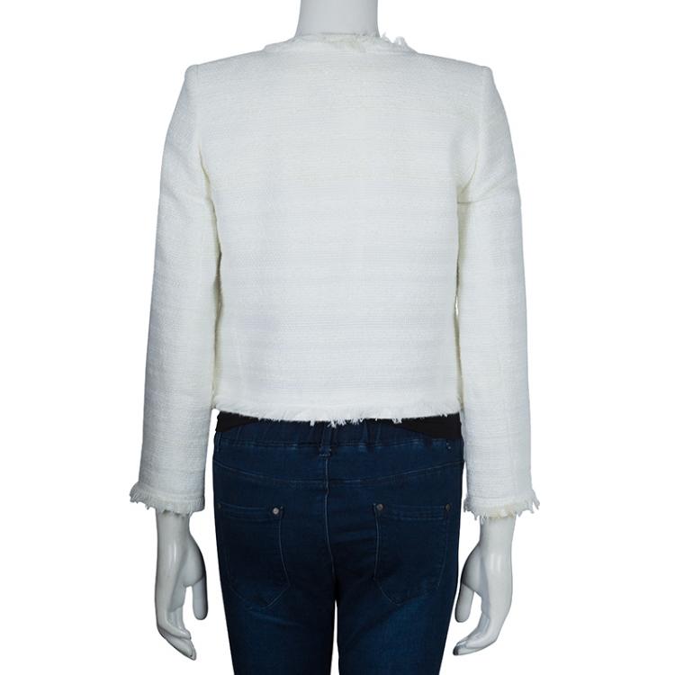 Pre Owned Alice + Olivia White Textured Boucle Jacket XS