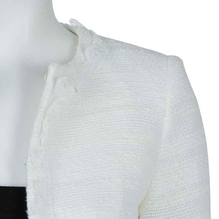 Pre Owned Alice + Olivia White Textured Boucle Jacket XS