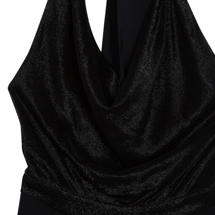 Pre Owned Alice + Olivia Black Draped Front Halter Jumpsuit XS