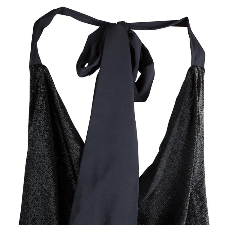 Pre Owned Alice + Olivia Black Draped Front Halter Jumpsuit XS