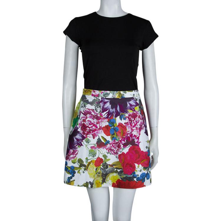 Pre Owned Alice + Olivia Multicolor Floral Printed Mini Skirt M