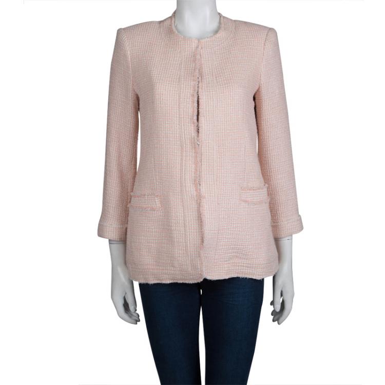 Pre Owned Alice + Olivia Pink Textured Cotton Jacket S