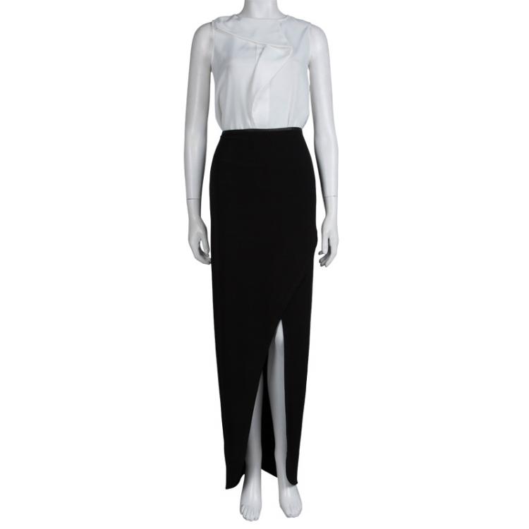 Pre Owned Alice + Olivia Black Knit Overlap Detail Maxi Skirt S