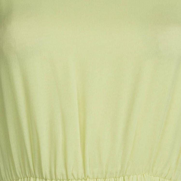 Pre Owned Alice + Olivia Neon Green Gathered Waist Sleevless Dress XS