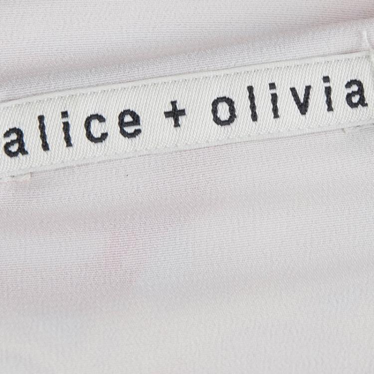 مملوكة مسبقًا Alice + Olivia Cream Lace Overlay Sleeveless Dress S