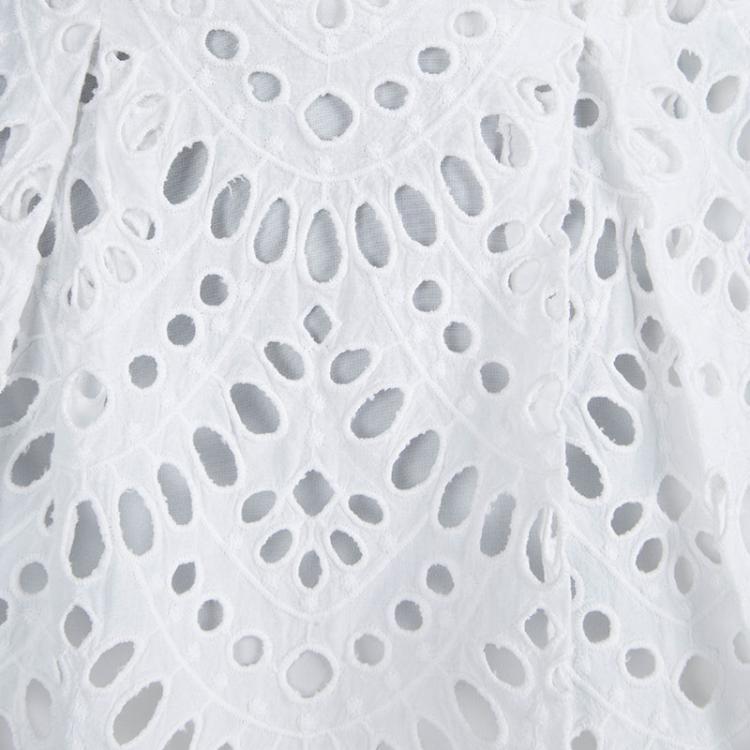 Pre Owned Alice + Olivia White Scalloped Eyelet Lace Gathered Skirt S
