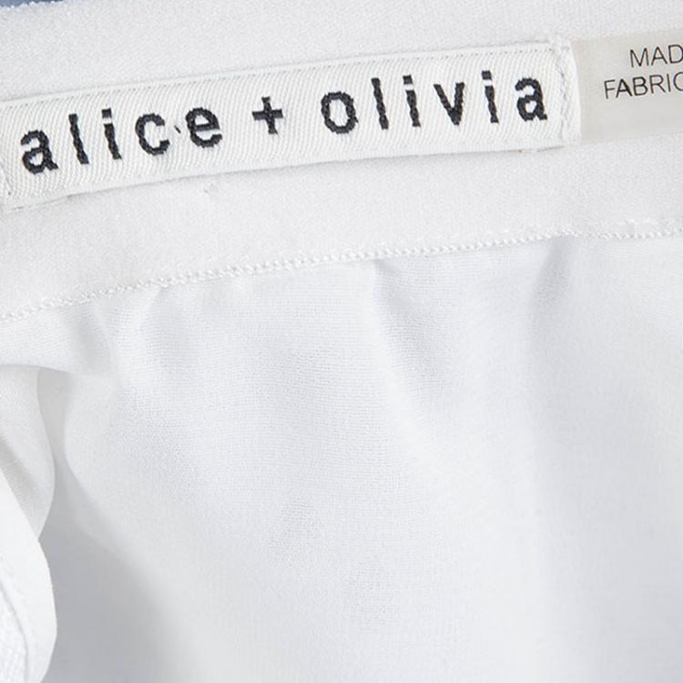 Pre Owned Alice + Olivia White Scalloped Eyelet Lace Gathered Skirt S