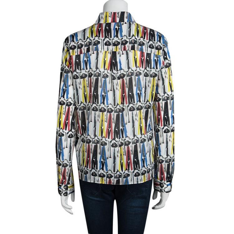 Pre Owned Alice + Olivia Multicolor Willa Printed Silk Long Sleeve Button Front Shirt  M