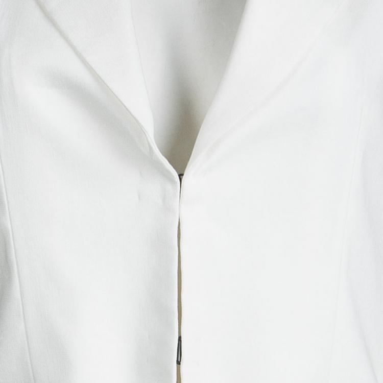 Pre Owned Alice + Olivia White Sleeveless High Low Dress Coat S