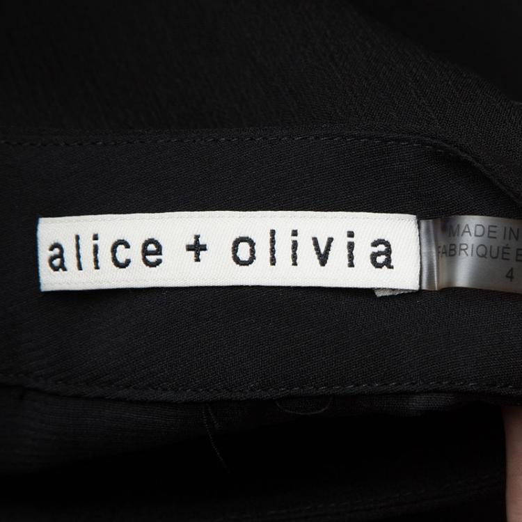 Pre Owned Alice + Olivia Black Lavera Asymmetrical Layered Ruffle Skirt S