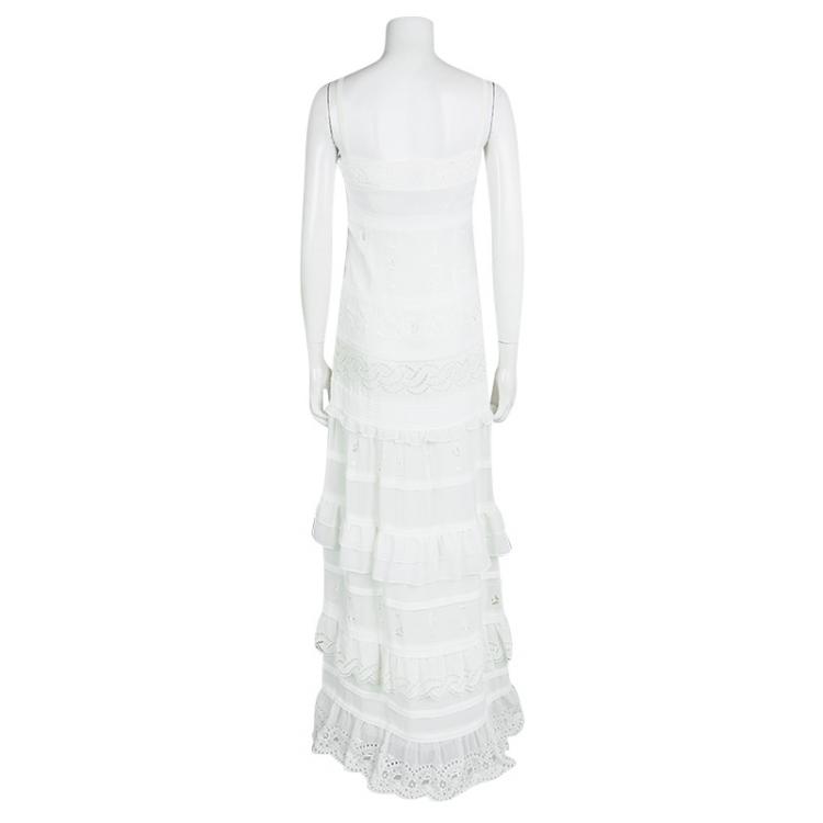 Pre Owned Alice By Temperley Off White Eyelet Embroidered Paneled Sleeveless Maxi Dress M