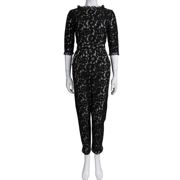 Pre Owned Alice by Temperley Black Lace Belted Jumpsuit M