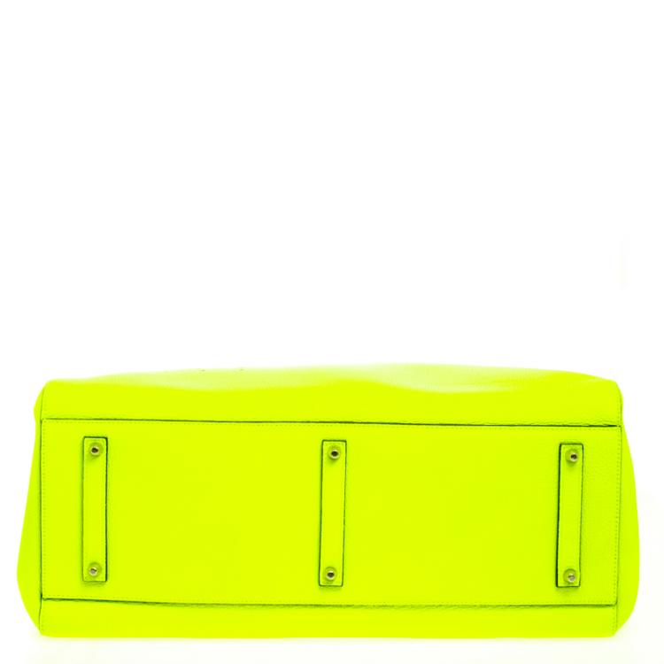مملوكة مسبقًا Anya Hindmarch Neon Green Leather Maxi Ebury Have A Nice Day Tote
