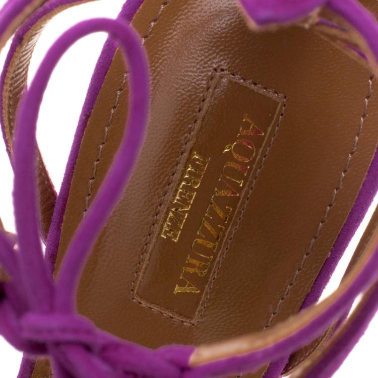 مملوكة مسبقًا Aquazzura  Fuchsia Pink Suede Amanda Ankle Cuff  Sandals Size 40