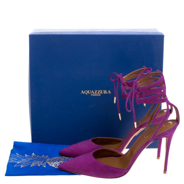مملوكة مسبقًا Aquazzura  Fuchsia Pink Suede Amanda Ankle Cuff  Sandals Size 40