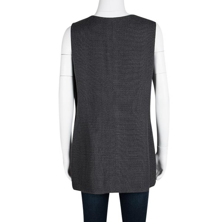 Pre Owned Armani Collezioni Grey Double Breasted Textured Vest L