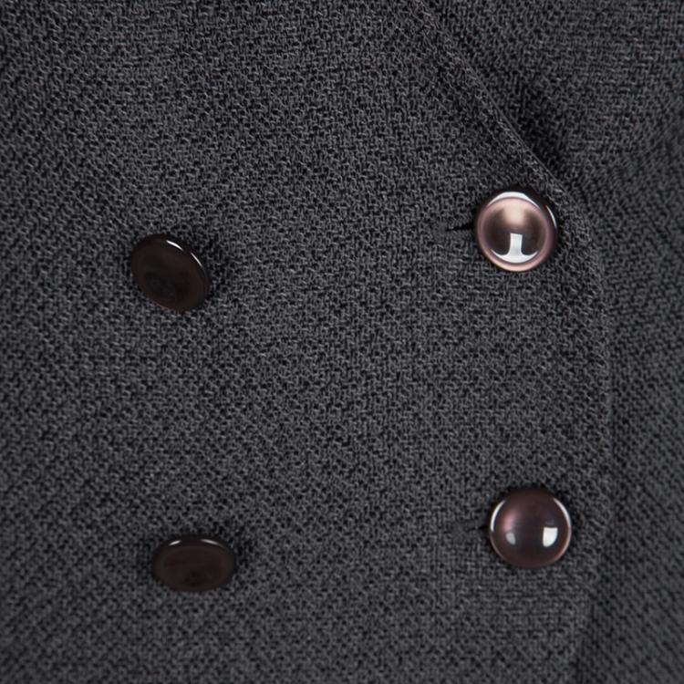 Pre Owned Armani Collezioni Grey Double Breasted Textured Vest L