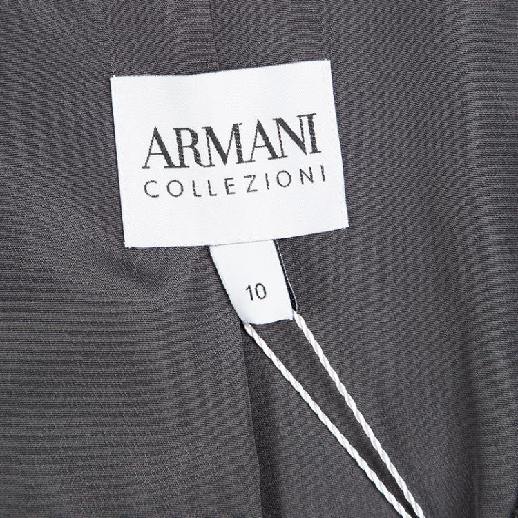 Pre Owned Armani Collezioni Grey Double Breasted Textured Vest L