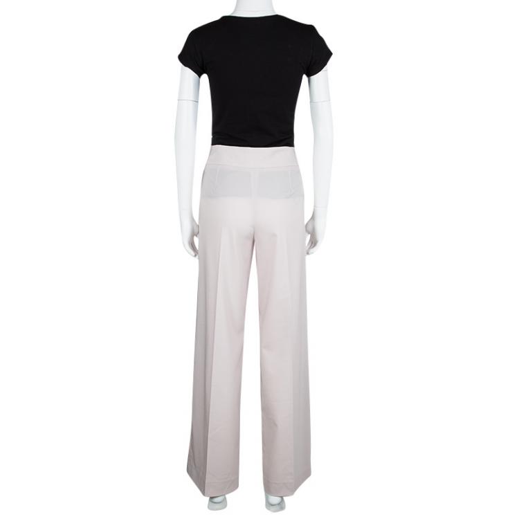 Pre Owned Armani Collezioni Beige Wool Wide Leg Pants M