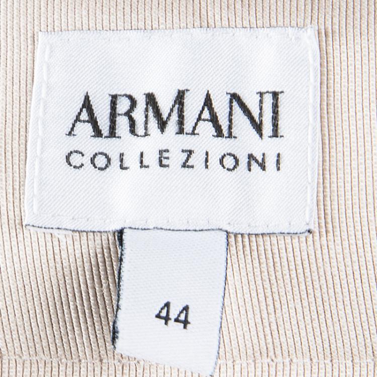 Pre Owned Armani Collezioni Beige Wool Wide Leg Pants M